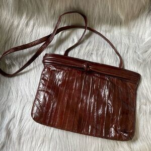 Burgundy Leather of the Sea eel skin leather purse